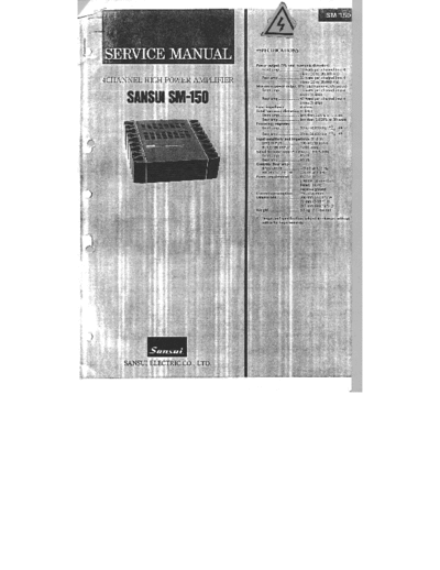 Sansui SM-150 Service manual for Sansui SM-150 amplifier